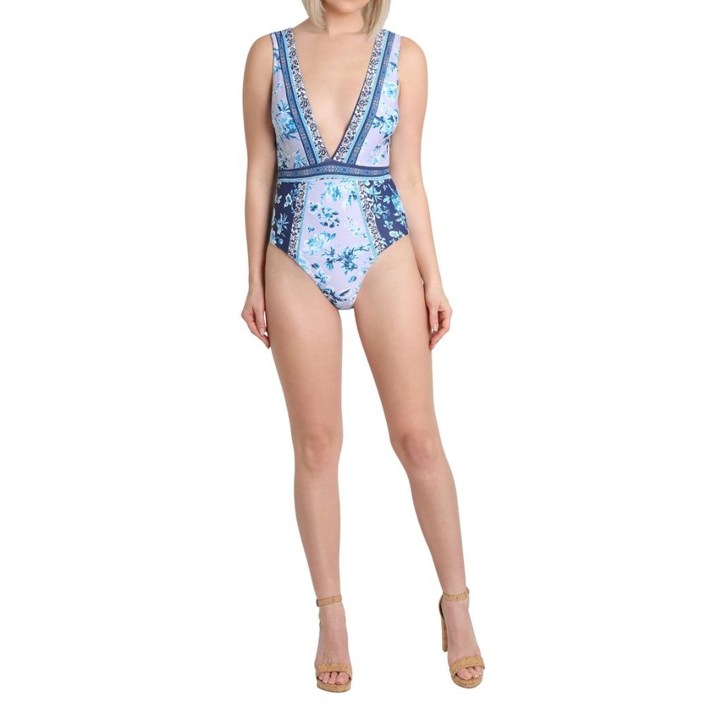NWT Nanette Lepore Priya Plunge One Piece Swimsuit Size 6 MRP $155 NEW - Picture 6 of 7